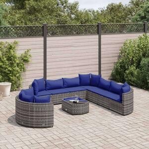VidaXL Polyrattan Kerti Ülőgarnitúra - 10 részes - Szürke