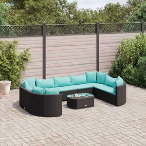 VidaXL Polyrattan Kerti Ülőgarnitúra - 10 részes - Fekete