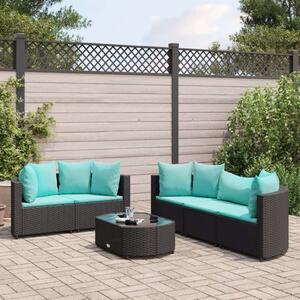VidaXL Polyrattan Kerti Ülőgarnitúra - 6 részes, Fekete