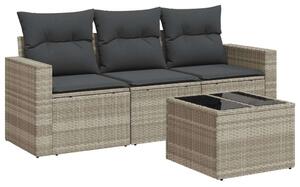 VidaXL Polyrattan Kerti Ülőgarnitúra - 4 részes, Világosszürke
