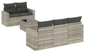 VidaXL Polyrattan Kerti Ülőgarnitúra - 6 részes, Világosszürke