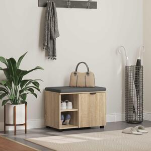 Előtér pad Sonoma tölgy 60 x 38 x 46 cm Műanyag Fa és Szövet
