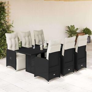 VidaXL Polyrattan Kerti Bútor - 7 részes Bisztrókészlet - Fekete