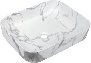 Invena Florina mosdótál 51x40 cm négyszögletes mosdótálak fehér-szürke/kő CE-40-706