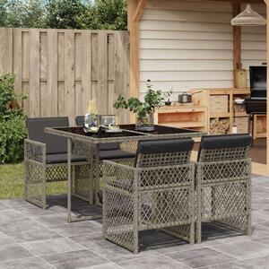 VidaXL Polyrattan Kerti Étkezőgarnitúra - 5 részes - Szürke