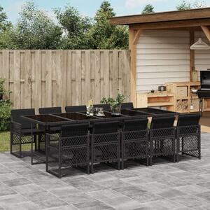 VidaXL Polyrattan Kerti Étkezőgarnitúra - 11 Fős - Fekete