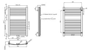 Invena fürdőszoba radiátor íves 80x54 cm fekete UG-03-080