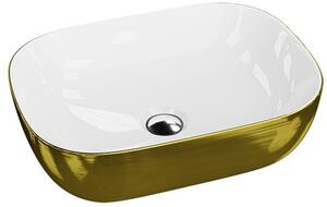 LaVita Costa mosdótál 46x32.5 cm négyszögletes mosdótálak fehér-arany 5900378325758