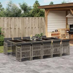 VidaXL 11 részes szürke polyrattan kerti ülőgarnitúra párnákkal