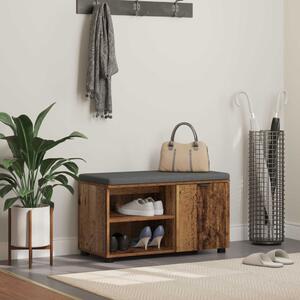 Előtér pad ajtóval Öreg fa 80 x 38 x 46 cm Műanyag Fa és Szövet