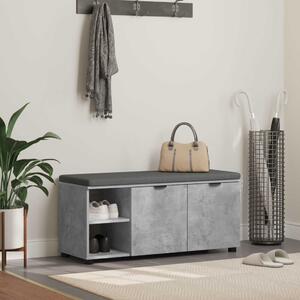 Előtér pad Beton Szürke 100 x 38 x 46 cm Műanyag Fa és Szövet