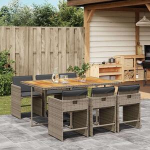 VidaXL Polyrattan Kerti Étkezőgarnitúra - 7 részes - Szürke