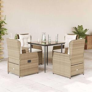 VidaXL Polyrattan Kerti Étkezőgarnitúra - 5 részes - Bézs