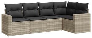 VidaXL Polyrattan Kerti Ülőgarnitúra - 5 részes - Világosszürke