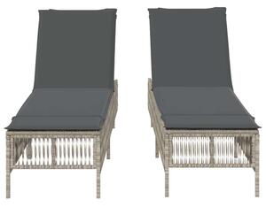 VidaXL - Polyrattan Napozóágy - 2 db - Világosszürke