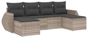 Polyrattan Kerti Ülőgarnitúra - 6 részes - Világos Szürke