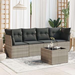 Polyrattan Kerti Ülőgarnitúra - 5 részes - Világosszürke