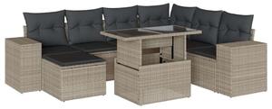 Polyrattan Kerti Ülőgarnitúra - 8 részes - Világosszürke