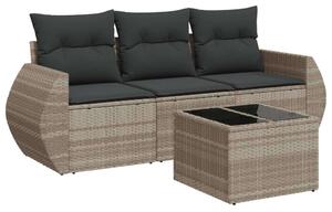 VidaXL Polyrattan Kerti Ülőgarnitúra - 4 részes - Világosszürke