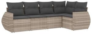 VidaXL Polyrattan Kerti Ülőgarnitúra - 5 részes - Világosszürke