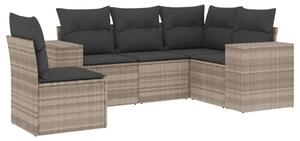 VidaXL Polyrattan Kerti Ülőgarnitúra - 5 részes, Világosszürke