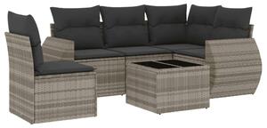 Polyrattan Kerti Ülőgarnitúra - 6 részes - Világos Szürke