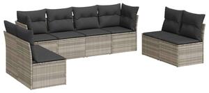 VidaXL Polyrattan Kerti Ülőgarnitúra - 8 részes - Világosszürke