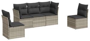 VidaXL Polyrattan Kerti Ülőgarnitúra - 5 részes - Világosszürke