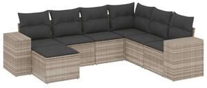 VidaXL Polyrattan Kerti Ülőgarnitúra - 7 részes - Világosszürke