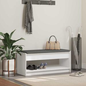 Előtér pad párnával polcokkal tárolóval Fehér 103 x 38 x 45 cm