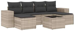 VidaXL Polyrattan Kerti Ülőgarnitúra - 7 részes - Világosszürke