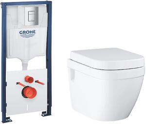 Set WC csésze Grohe Euro Ceramic 39703000, süllyesztett keret gombbal és tömítéssel Grohe Solido 39930000