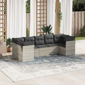 VidaXL 7 részes világosszürke polyrattan kerti ülőgarnitúra párnákkal