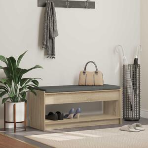 Előtér pad párnával polcokkal Sonoma tölgy 103 x 38 x 45 cm