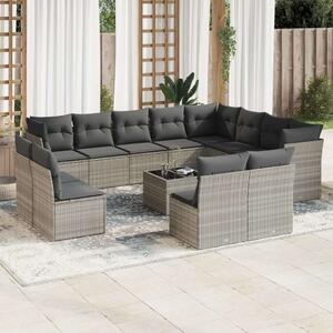VidaXL Polyrattan Kerti Ülőgarnitúra - 13 részes - Világosszürke