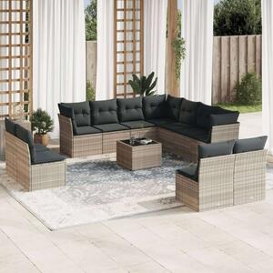 VidaXL Polyrattan Kerti Ülőgarnitúra - 12 részes - Világosszürke