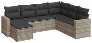 Polyrattan Kerti Ülőgarnitúra - 7 részes - Világosszürke