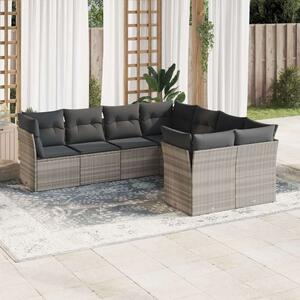 VidaXL Polyrattan Kerti Ülőgarnitúra - 8 részes, Világosszürke