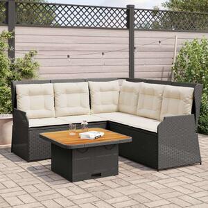 VidaXL 4 részes fekete polyrattan kerti ülőgarnitúra párnákkal
