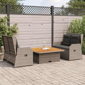 VidaXL Polyrattan Kerti Ülőgarnitúra - 3 részes - Szürke