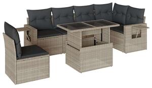 VidaXL Polyrattan Kerti Ülőgarnitúra - 7 részes, Világosszürke