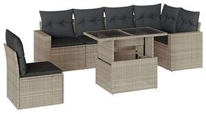 VidaXL Polyrattan Kerti Ülőgarnitúra - 7 részes, Világosszürke