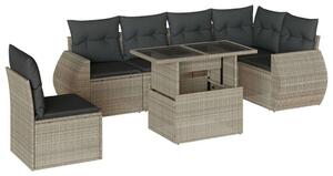 Polyrattan Kerti Ülőgarnitúra - 7 részes - Világosszürke