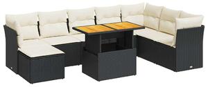 VidaXL Polyrattan Kerti Ülőgarnitúra - 9 részes - Fekete