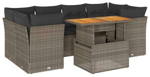VidaXL Polyrattan Kerti Ülőgarnitúra - 7 részes - Szürke