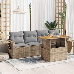 VidaXL 5 részes Polyrattan Kerti Ülőgarnitúra - Bézs