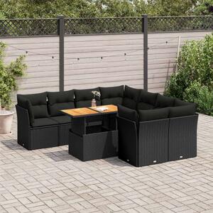 VidaXL Polyrattan Kerti Ülőgarnitúra - 9 részes - Fekete