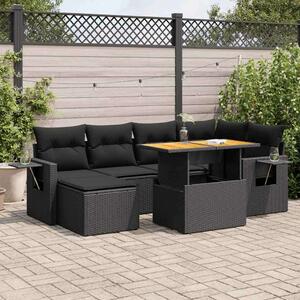 VidaXL Polyrattan Kerti Ülőgarnitúra - 7 részes - Fekete