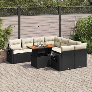 VidaXL Polyrattan Kerti Ülőgarnitúra - 9 részes - Fekete