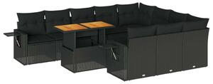 VidaXL Polyrattan Kerti Ülőgarnitúra - 11 részes - Fekete